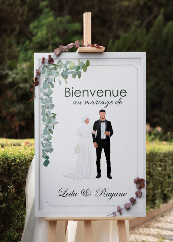 Affiche de bienvenue eucalyptus personnalisée