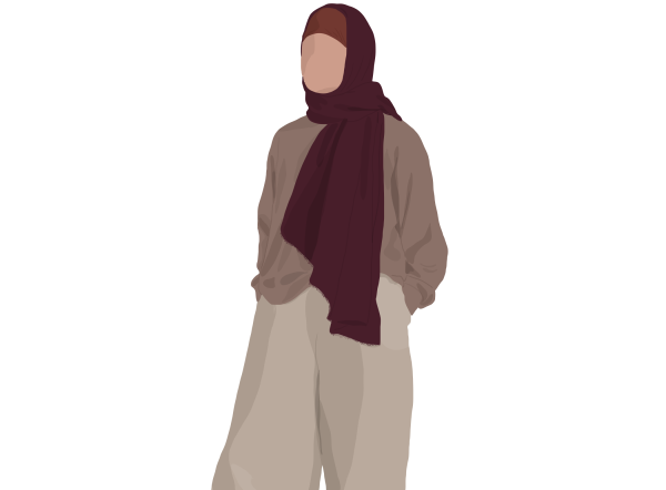 femme voilé pantalon large